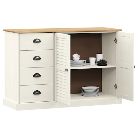 vidaXL Szafka z szufladami VIGO, 113x40x75 cm, biała, lita sosna