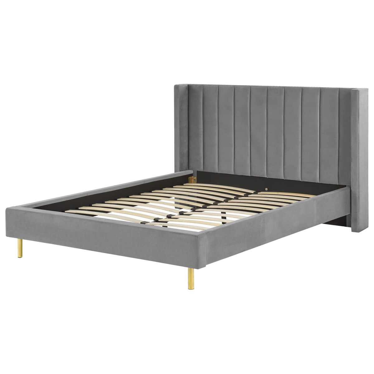 Łóżko welurowe 160 x 200 cm szare VILLETTE