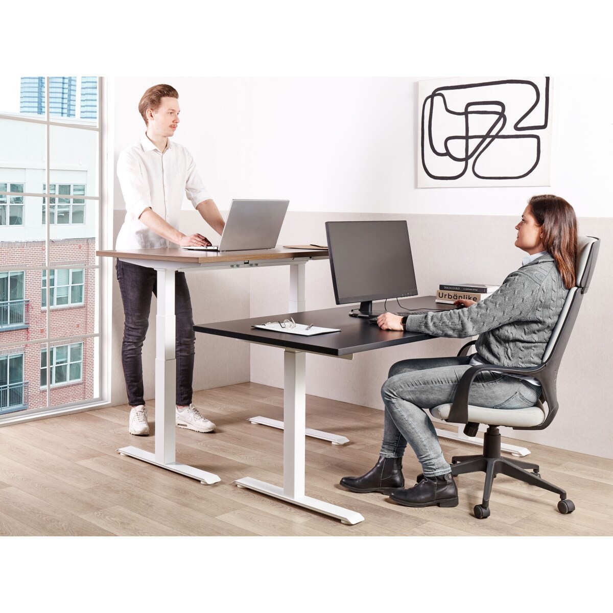 Biurko regulowane elektrycznie DESTINES Czarny/ biały 120 cm 72 cm
