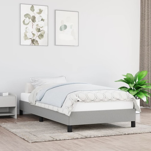 vidaXL Rama łóżka, jasnoszara, 80 x 200 cm, tapicerowana tkaniną
