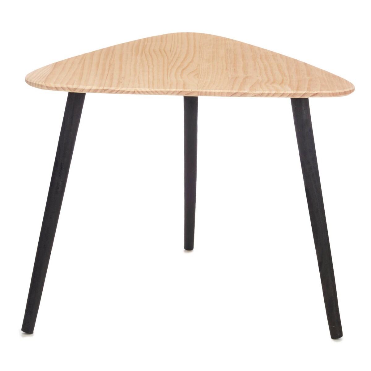 Stolik kawowy trójkątny z drewnianym blatem, 64 x 60 x 48 cm