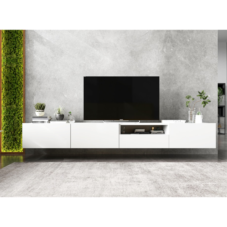 Wisząca Szafka RTV Komoda Loft Biały MAT szuflada 120 cm