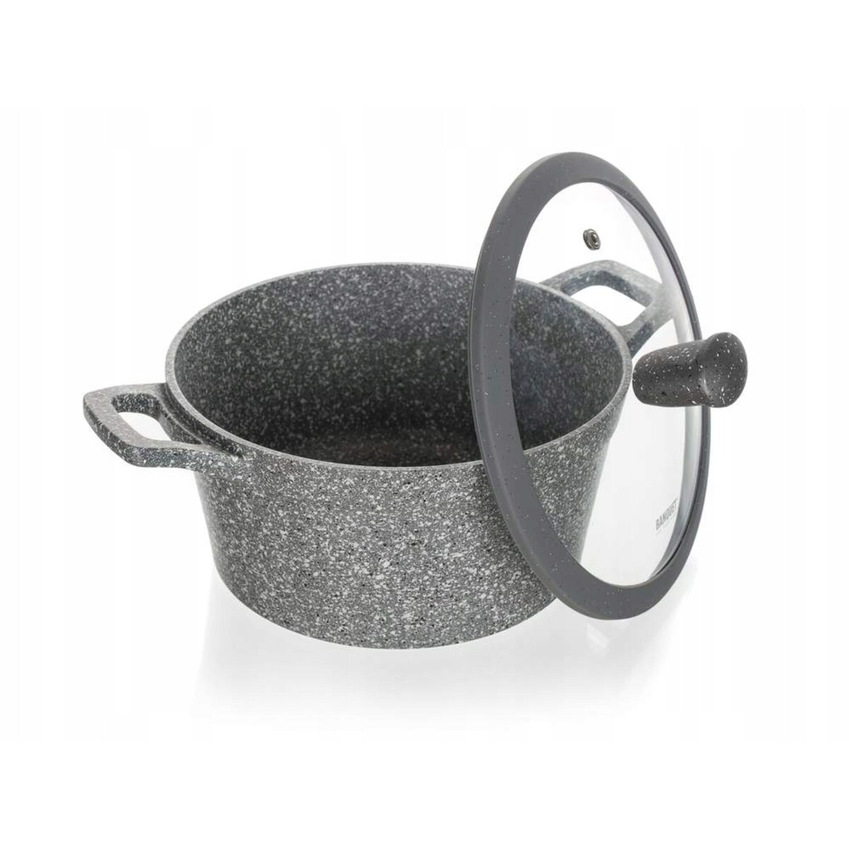 DUŻY GARNEK GRANITE szary 28 cm do gotowania POKRYWKA 6,4 L na prezent