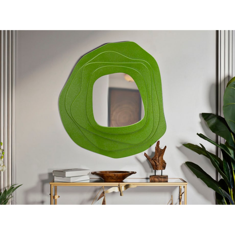 Lustro ścienne Dalia, kolor zielony, płyta MDF, 90 x 4 x 97 cm, do salonu i przedpokoju, Mauro Ferretti