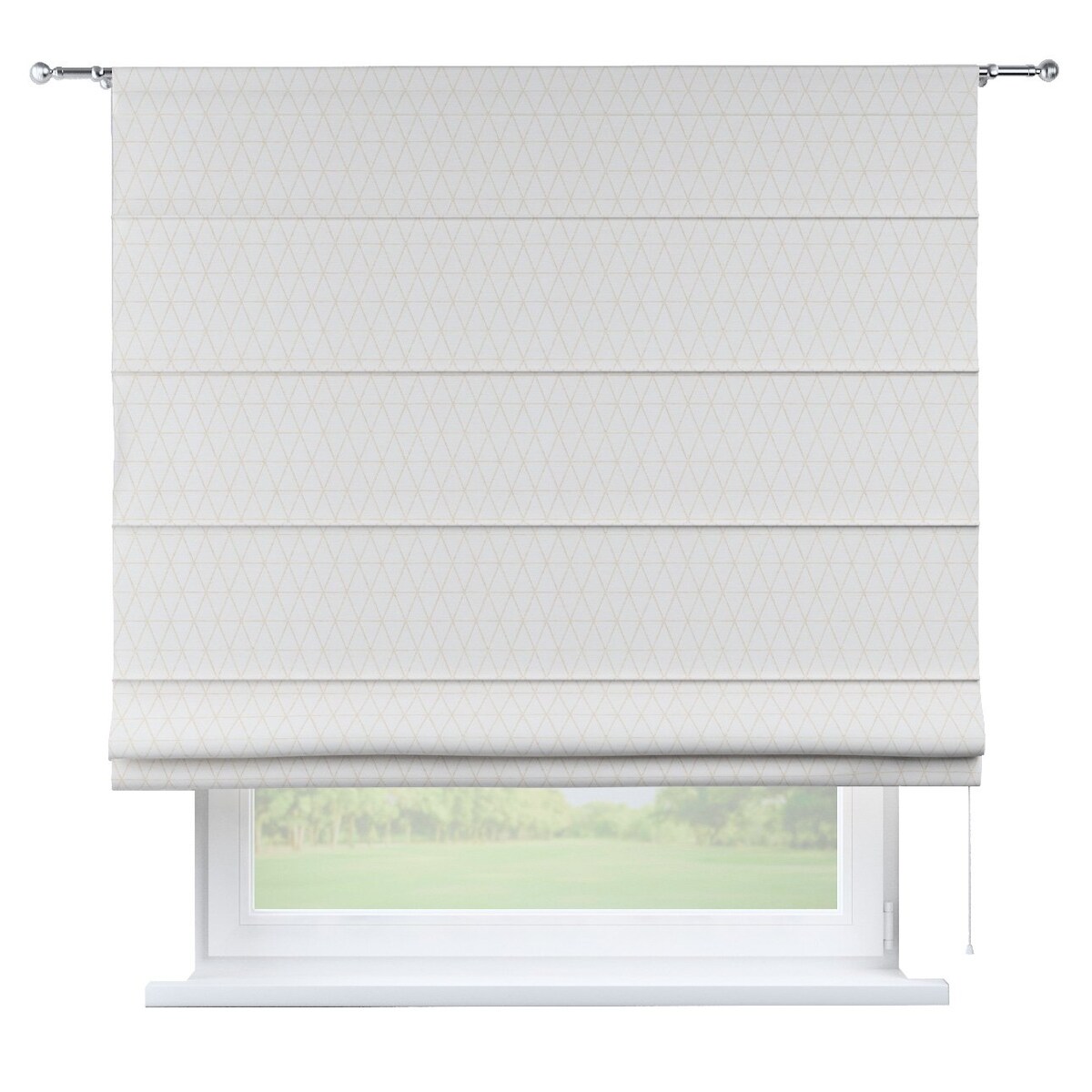 Roleta rzymska Torino, beżowe trójkąty na kremowo-białym tle, Sunny