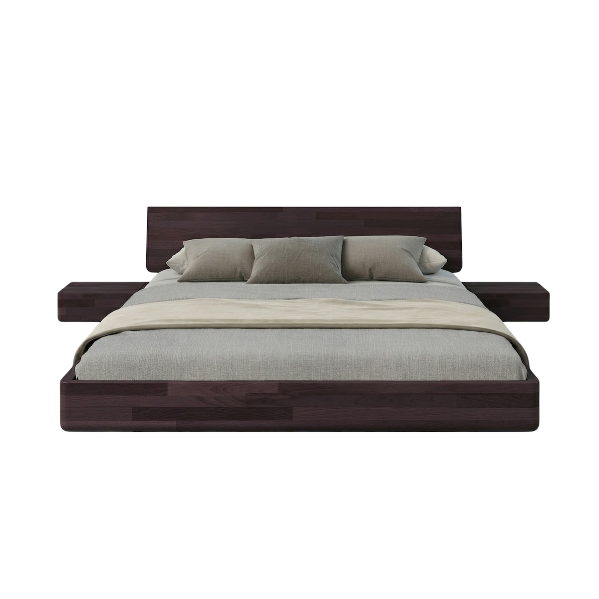 Łóżko lewitujące drewniane bukowe Visby LENA z szafkami / 160x200 cm, kolor palisander