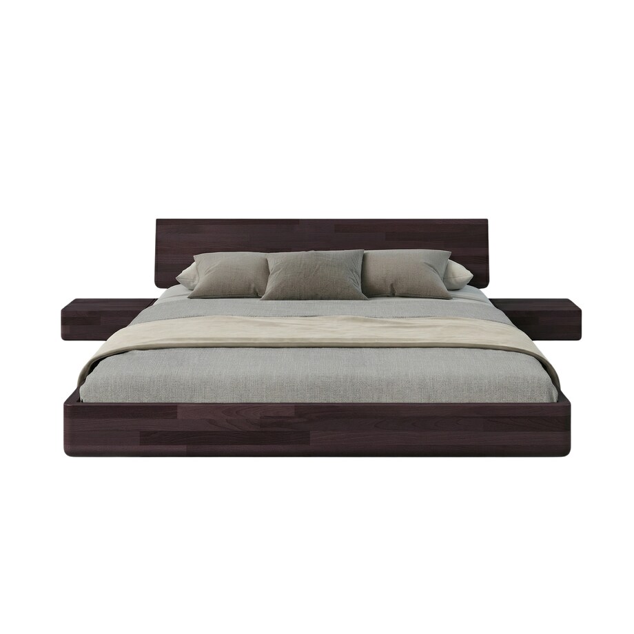 Łóżko lewitujące drewniane bukowe Visby LENA z szafkami / 160x200 cm, kolor palisander