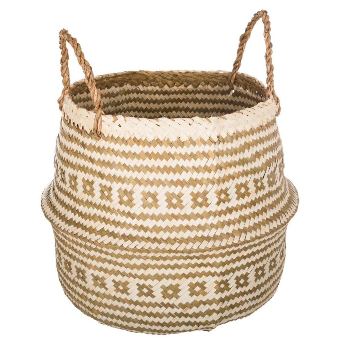 Kosz z trawy morskiej i etnicznym motywem, 35x30cm