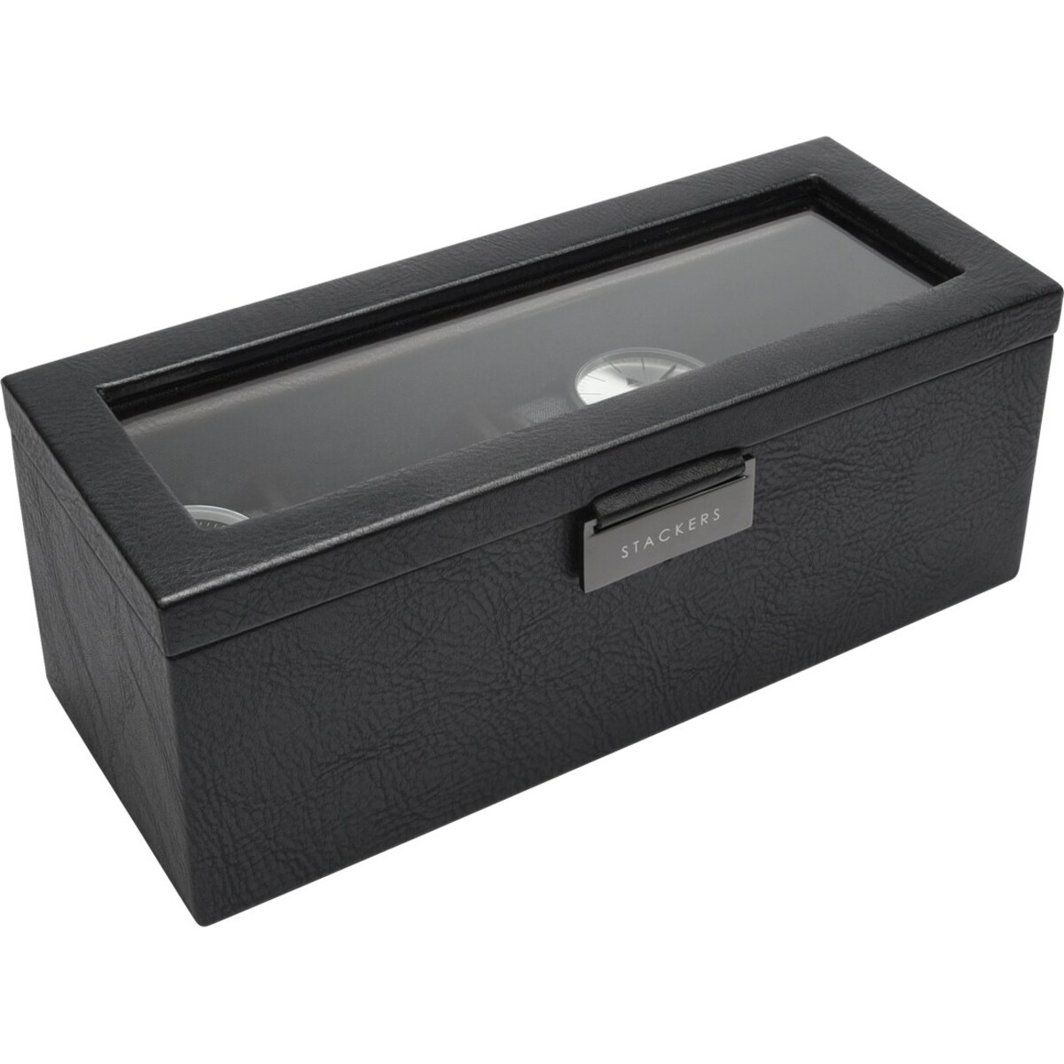 Pudełko na zegarki Stackers czterokomorowe czarne