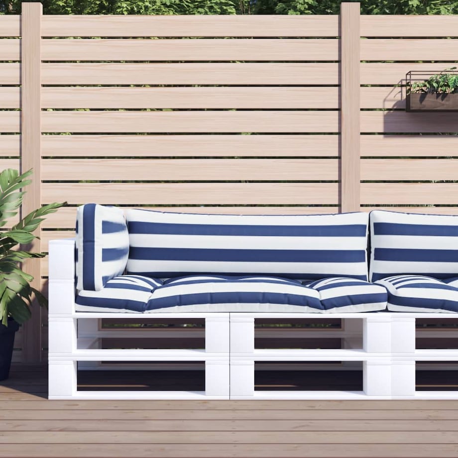 vidaXL Poduszki na palety, 3 szt., niebiesko-białe paski, Oxford