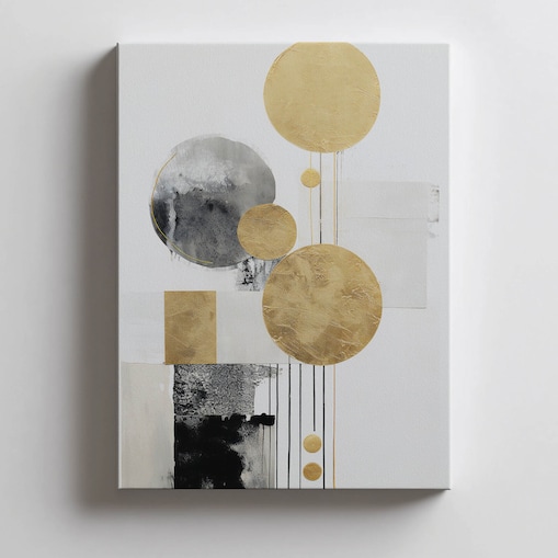 Elegancja Kontrastów: Złoto i Czerń w Abstrakcji, 40x50 cm, bez ramy, płótno premium na blejtramie