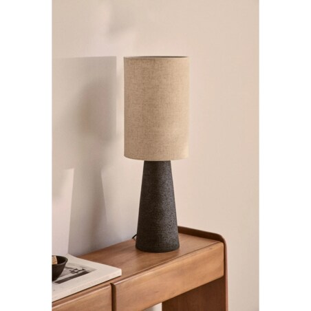 Lampa stołowa z lnu i włókna szklanego Loana, czarna
