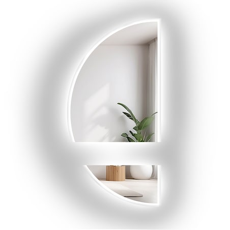 Lustro łazienkowe półokrągłe w dwóch częściach z podświetleniem - DOPPIO LED II