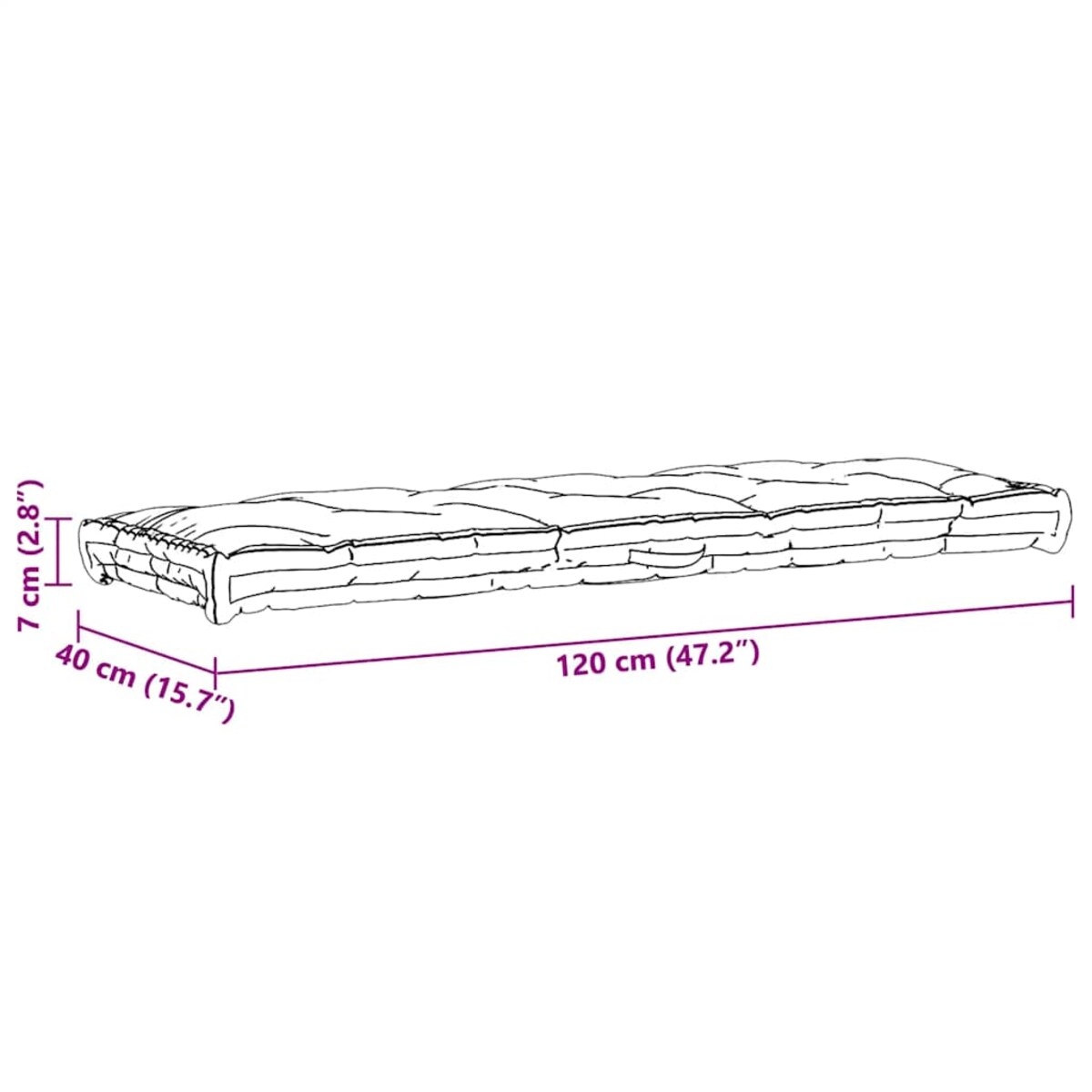 vidaXL Poduszka na podłogę lub palety, bawełna, 120x40x7 cm, szara