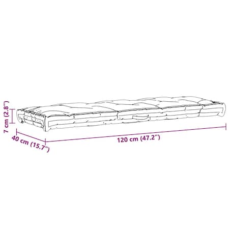 vidaXL Poduszka na podłogę lub palety, bawełna, 120x40x7 cm, szara