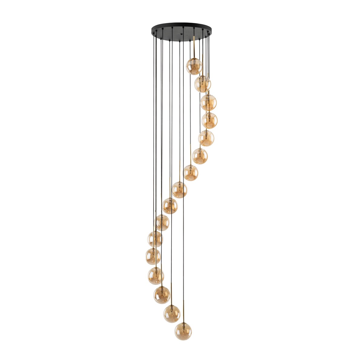 Lampa wisząca TK Lighting AURORA GOLD 6023 16xG9 czarno-złota szkło bursztynowe regulowana