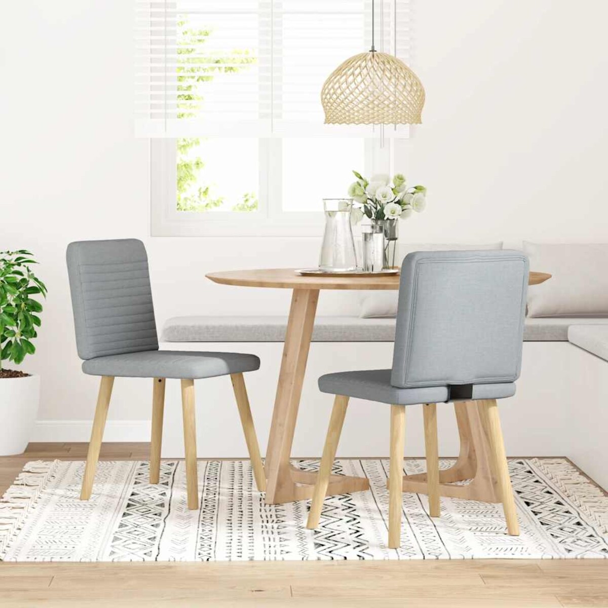 vidaXL Krzesła stołowe, 2 szt., jasnoszare, obite tkaniną