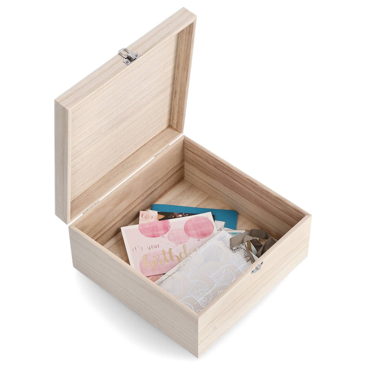 Zamykana skrzynka drewniana, 26 x 26 x 12,5 cm