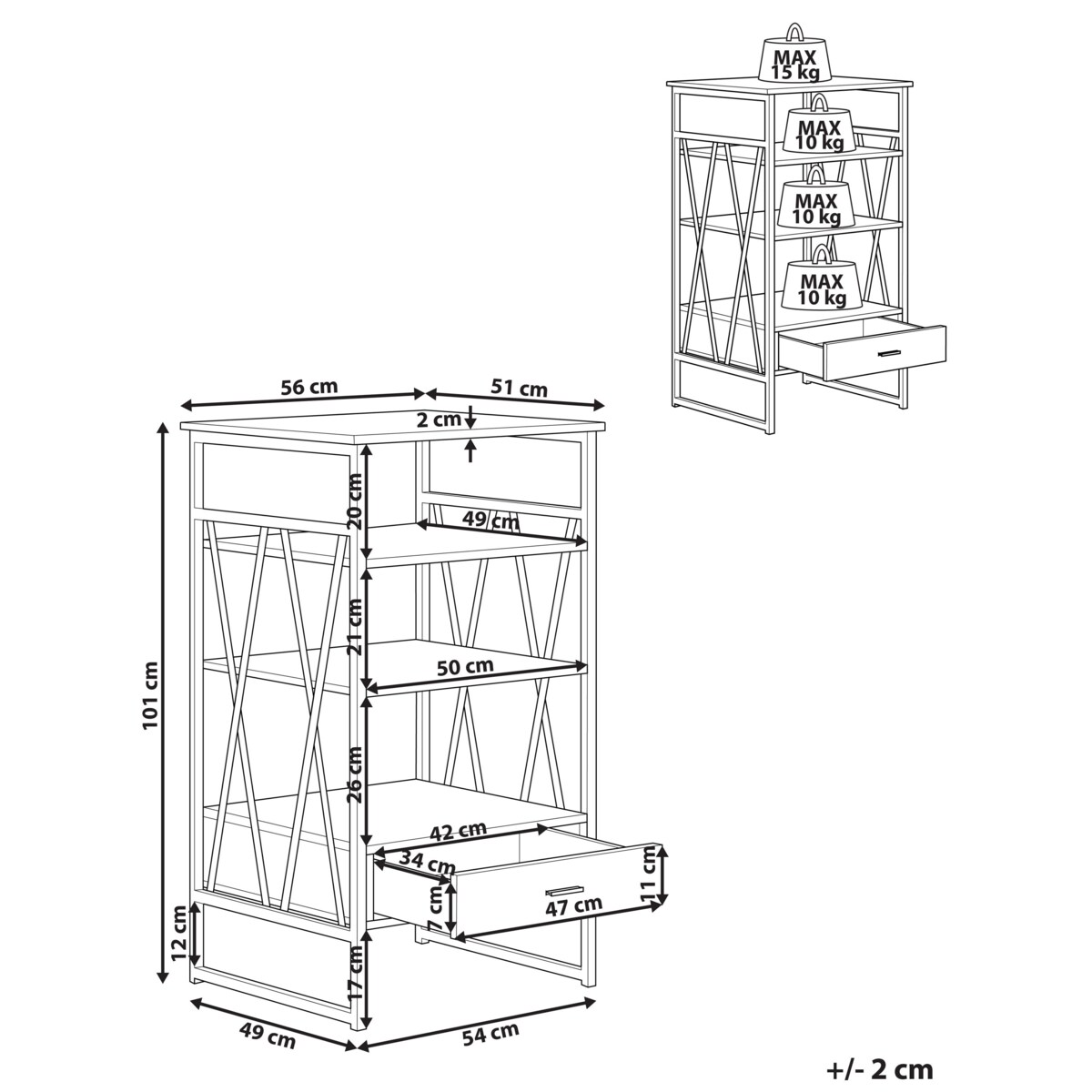 Regał 3 półki ciemne drewno KEENE