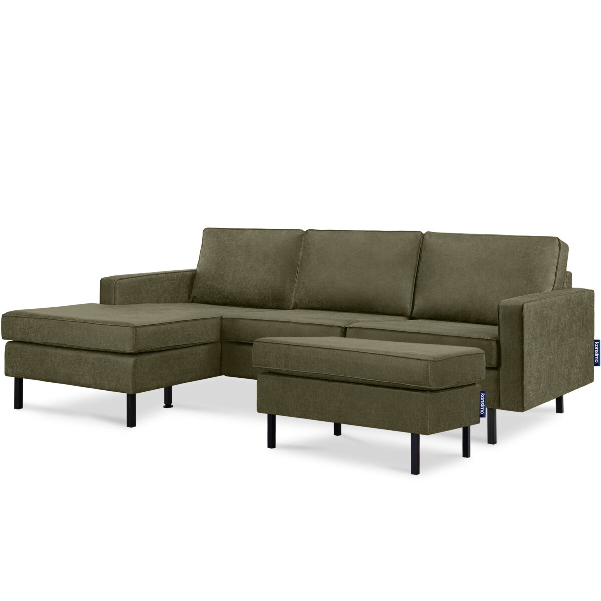 KONSIMO INVIA Narożnik w stylu loft lewy z otomaną zielony