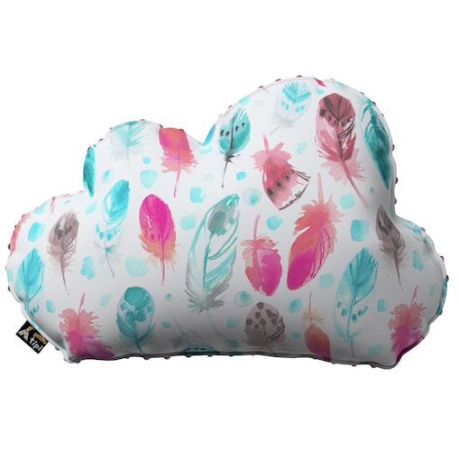 Poduszka Soft Cloud z minky, różowe i turkusowe piórka, 55x15x35cm, Magic Collection