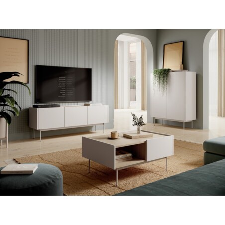 SZAFKA RTV Cashmer 3 SZAFKI metalowe nogi beżowa