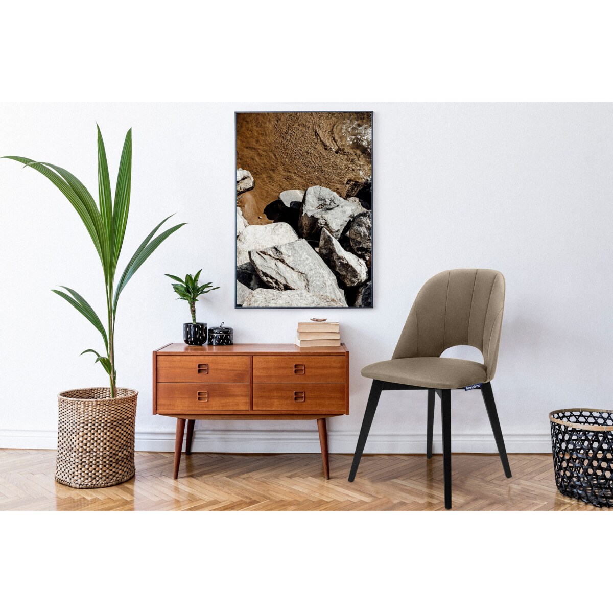 KONSIMO BOVIO uniwersalne krzesła do salonu 2 sztuki beżowy