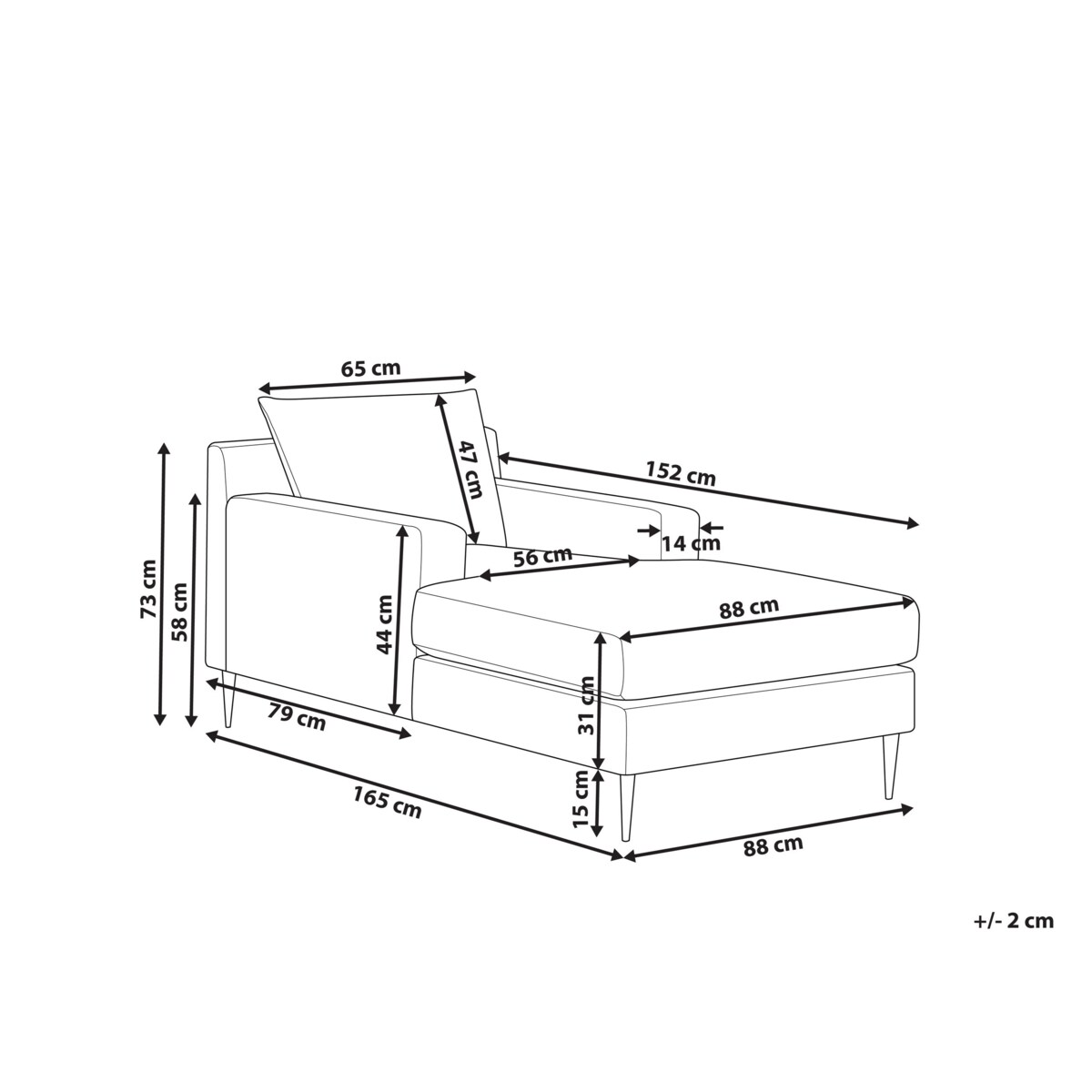 Szezlong welurowy szary GUERET