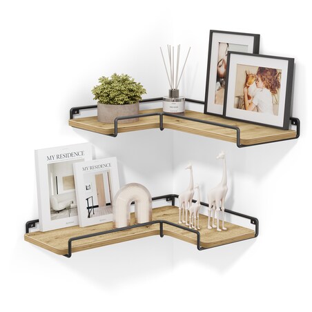 Półki 2 Szt nowoczesny styl, dąb artisan, czarny