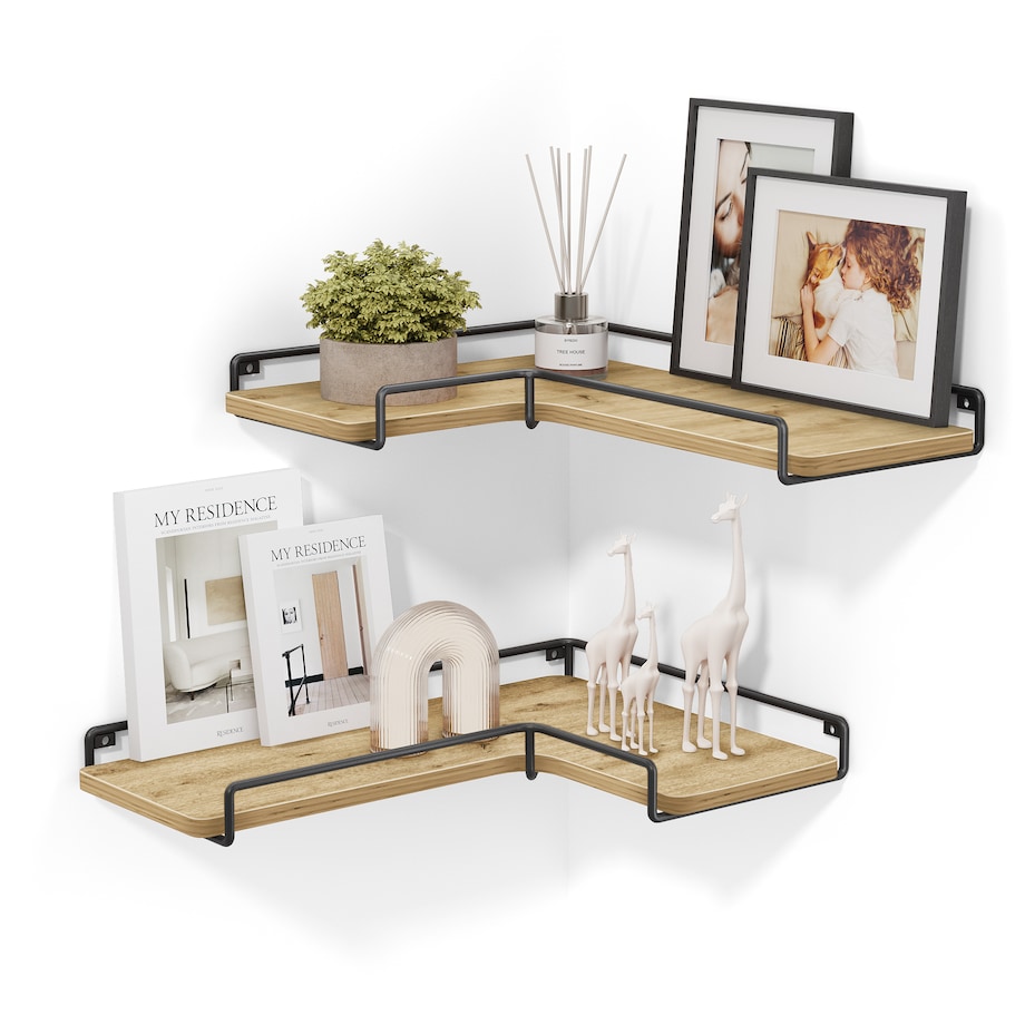 Półki 2 Szt nowoczesny styl, dąb artisan, czarny