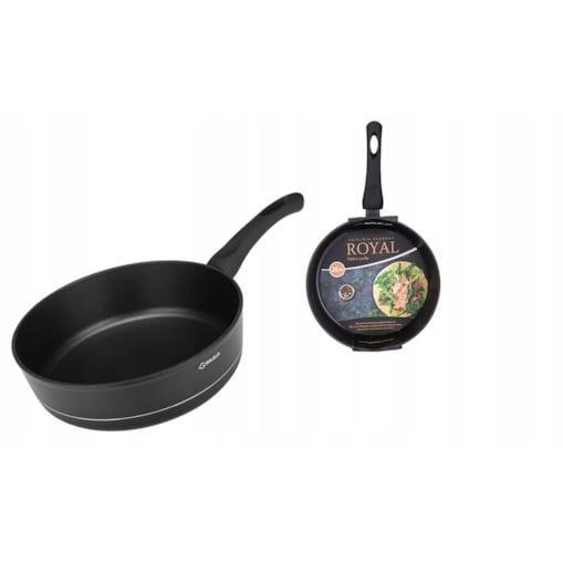 Patelnia wok do smażenia gotowania głęboka 26 cm ROYAL CZARNA wysoka