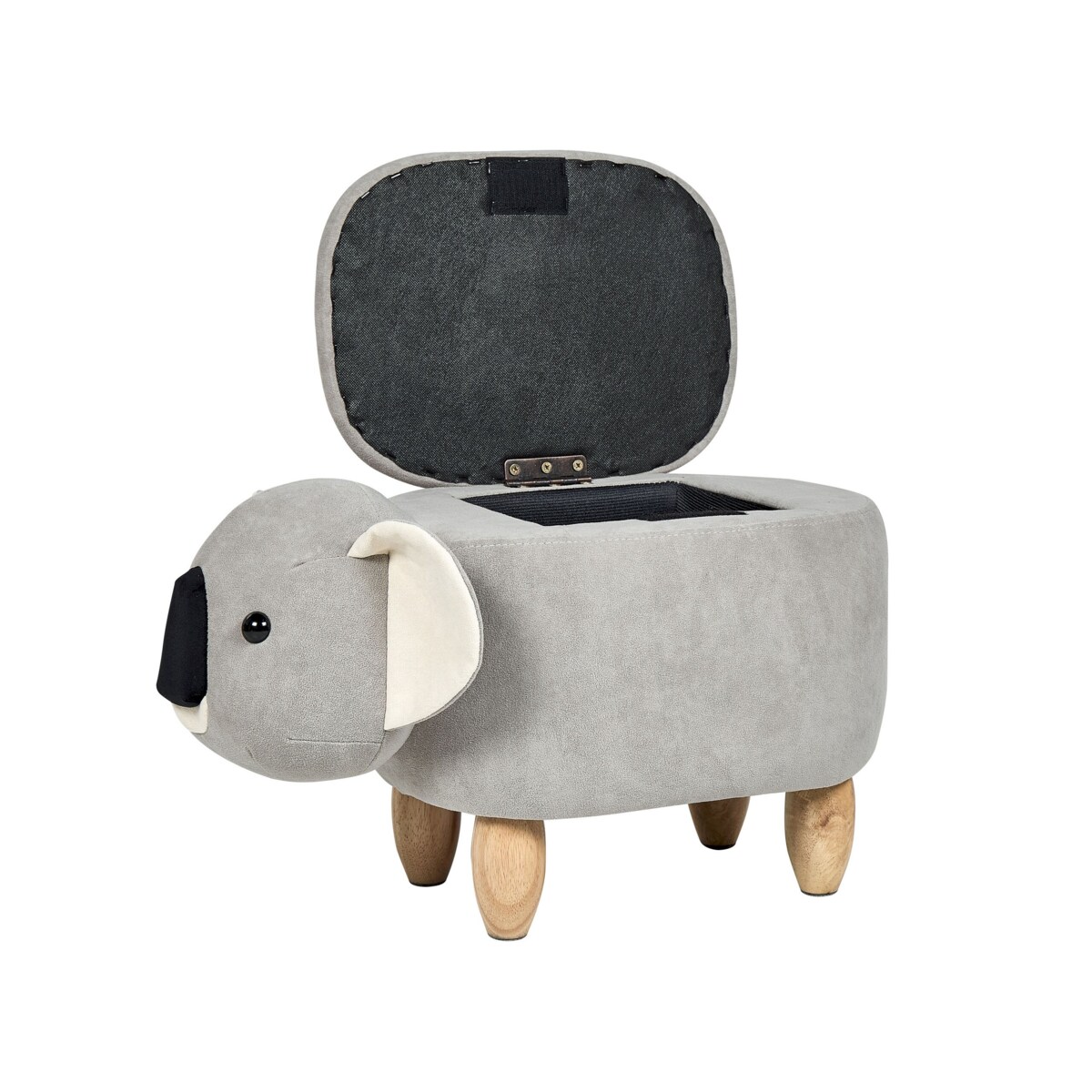 Pufa zwierzak ze schowkiem welurowa szara COALA