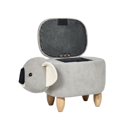 Pufa zwierzak ze schowkiem welurowa szara COALA