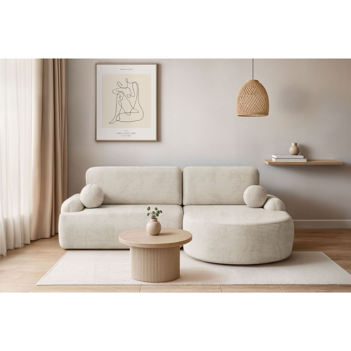 Zaokrąglony narożnik CLEO II z funkcją spania, wersja prawa, Poso 105