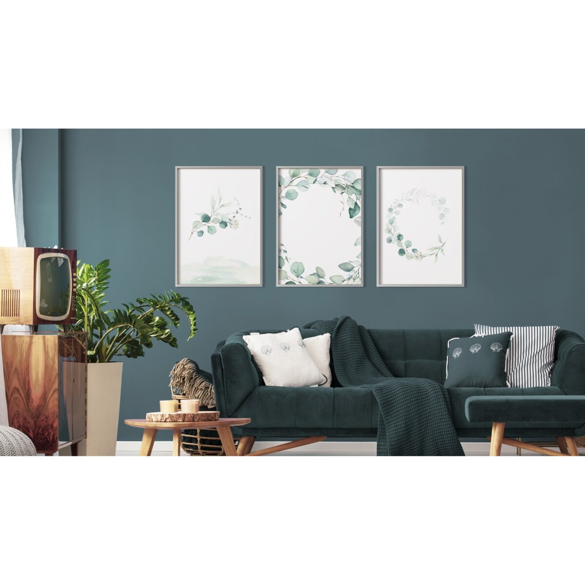 Zestaw 3x Plakat W Ramie LIŚCIE Eukaliptusa Styl Boho 30x40cm