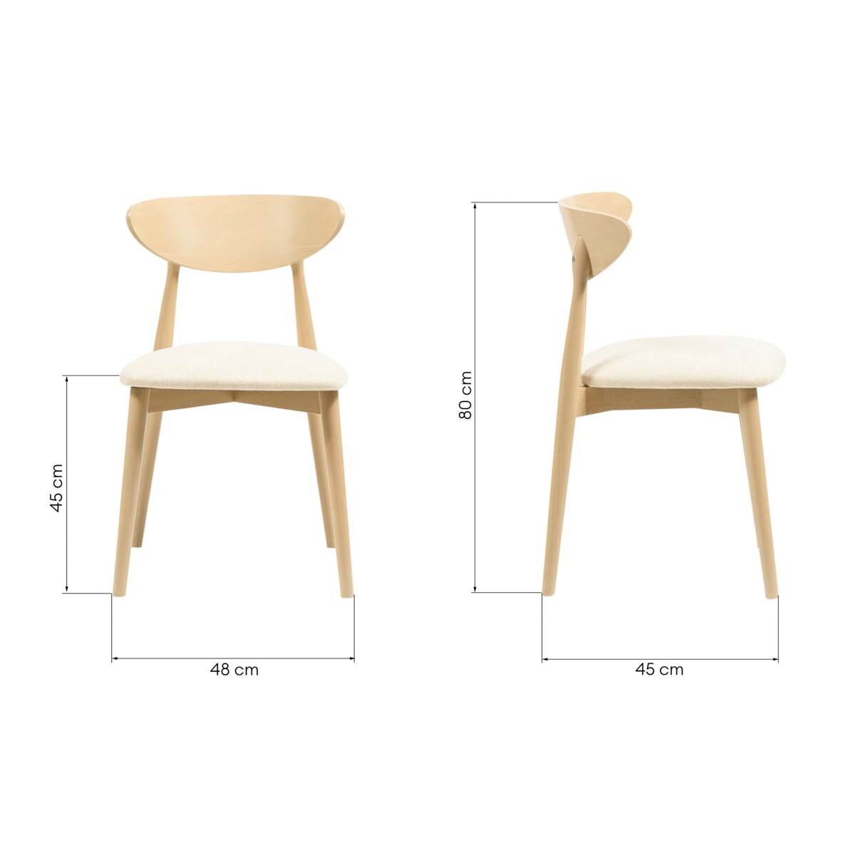 Krzesło drewniane do jadalni 80x45x45 cm jasnobeżowe/dąb sonoma OLBIA-V