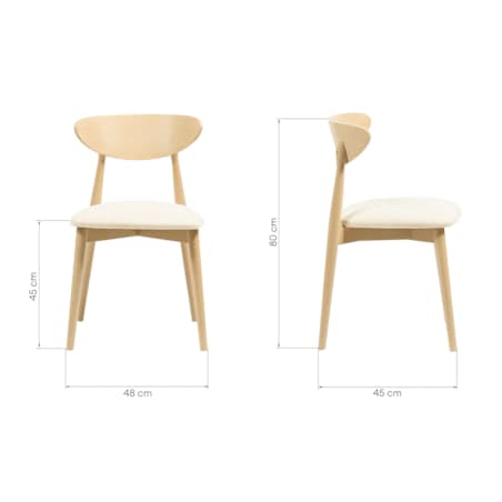 Krzesło drewniane do jadalni 80x45x45 cm jasnobeżowe/dąb sonoma OLBIA-V