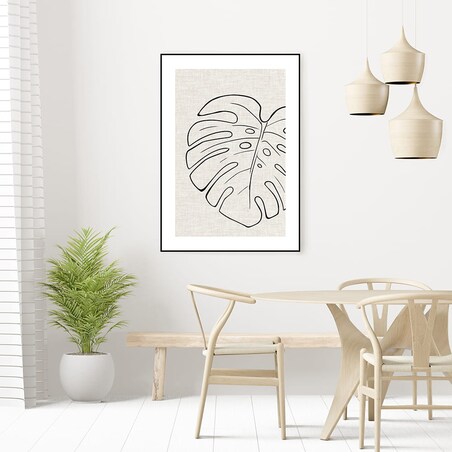 plakat line art monstera len 30x40 cm