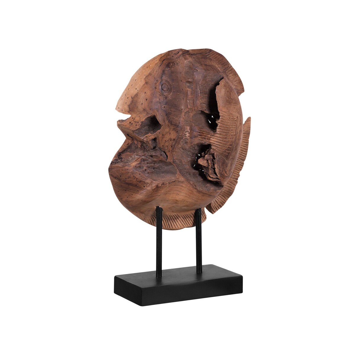 Figurka dekoracyjna Ryba PLAICE FISH Drewno tekowe Brązowy