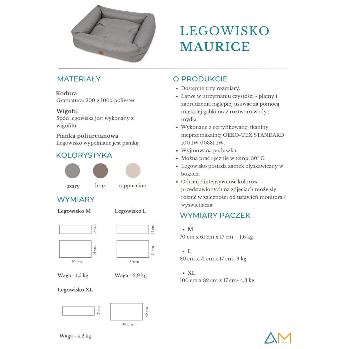 Animood Legowisko Maurice rozmiar: M, kolor: capuccino, materiał: kodura