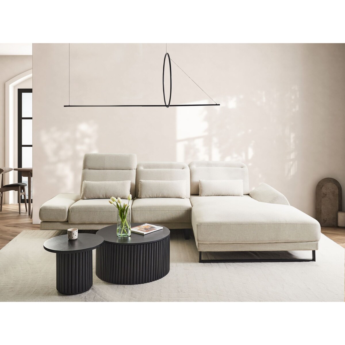 Narożnik IKAST Beżowy dla 4 osób Lewostronny