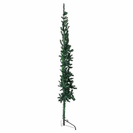 vidaXL Smukła choinka połówka ze stojakiem, sztuczna, zielona, 150 cm