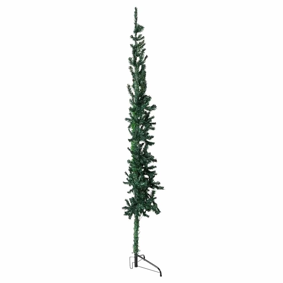vidaXL Smukła choinka połówka ze stojakiem, sztuczna, zielona, 150 cm