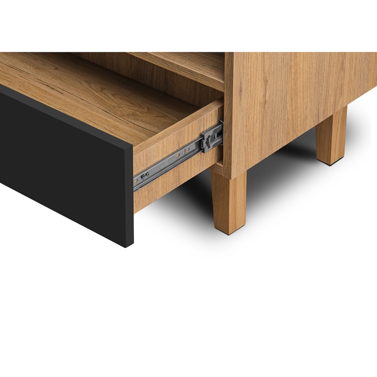 KONSIMO FRISK Czarna szafka RTV w stylu skandynawskim