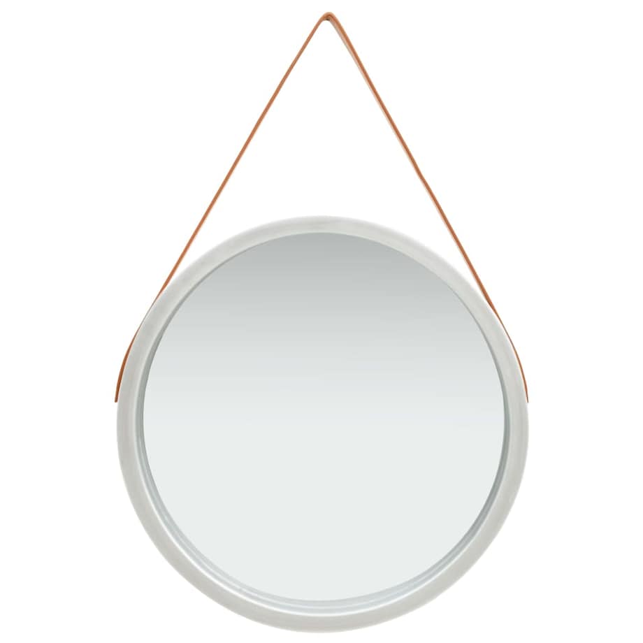 vidaXL Lustro ścienne na pasku, 60 cm, srebrne