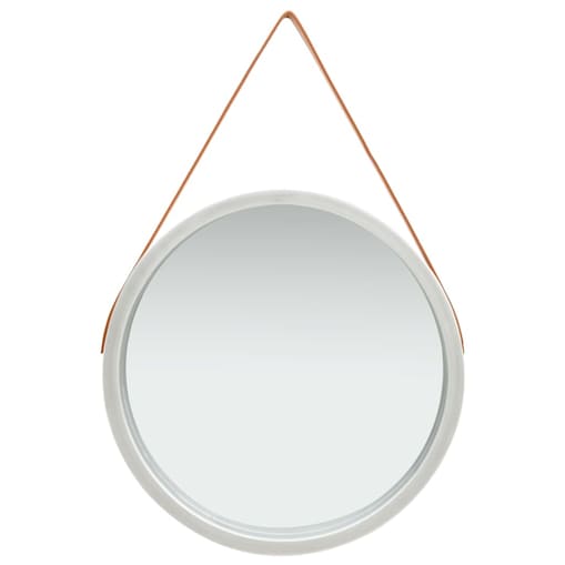 vidaXL Lustro ścienne na pasku, 60 cm, srebrne