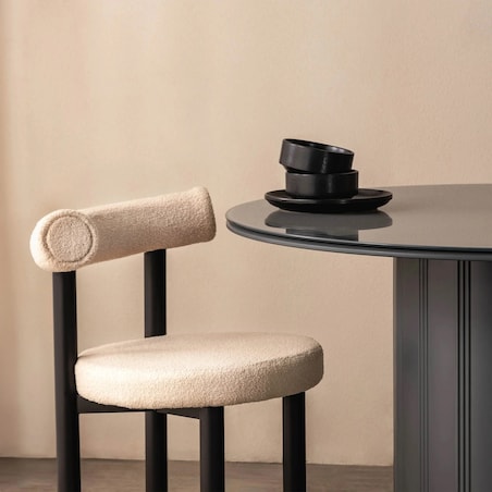 Krzesło do jadalni boucle/beżowe/czarne nogi 75x58x81 cm PEDRITO, 2 szt.