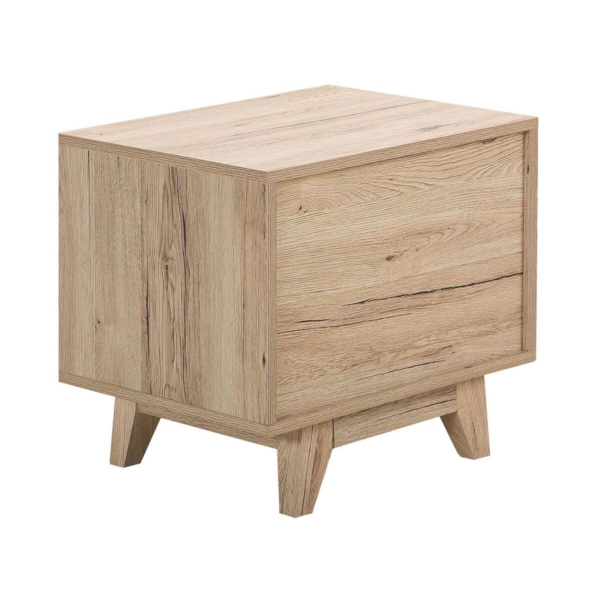 Szafka nocna jasne drewno z białym SPENCER