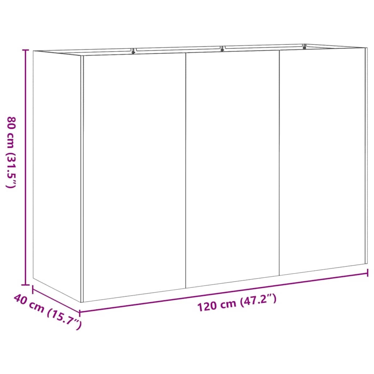 vidaXL Doniczka 120x40x80 cm Stal ocynkowana