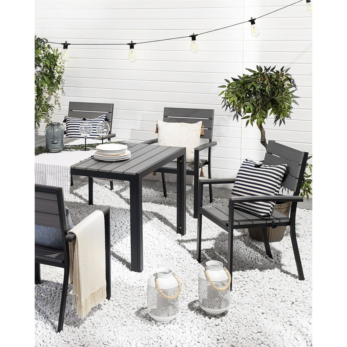 Zestaw 6 krzeseł ogrodowych szary COMO